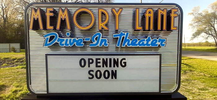 new sign Memory Lane Drive-In Theater, Monroe